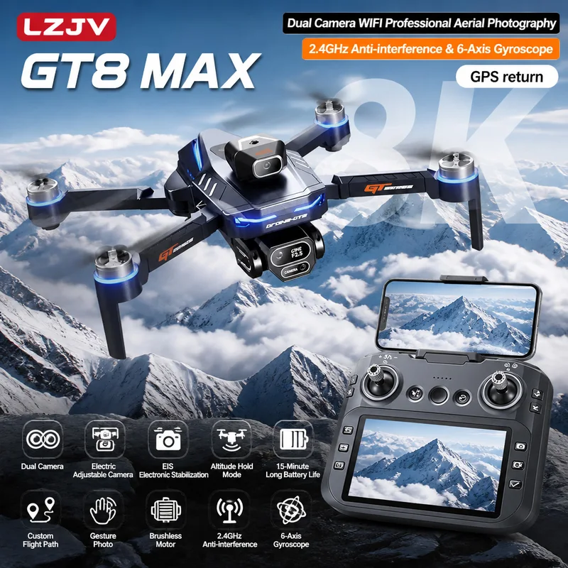 Drone Lipat GT8 Max 8K HD Prof - Drone Gps Module ulasan dan harga